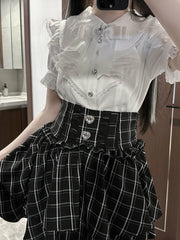 Lunivop  Harajuku Lolita Sweet Kawaii Skirt Y2k Aesthetic High Waist Grunge Casual Woman Skirts Streetwear Ruffled Pleated Mujer Faldas