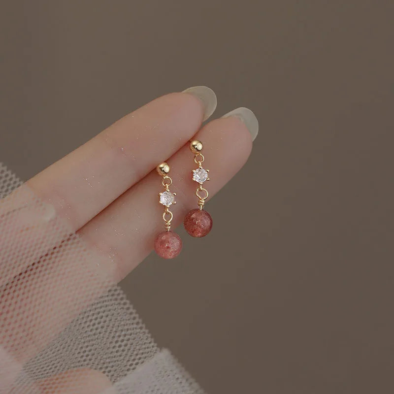 Lunivop  New Fashion Sweet Heart Red Drop Earrings for Women Korean Crystal Long Chain Tassel Earrings Party Wedding Jewelry Brincos