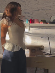 Lunivop  Contrast Ruffle Strap Camisole Top Ivory Slim Fit Sheer Chiffon Trim Summer Romantic Women Tops Fashion Sweet Lady Blouse