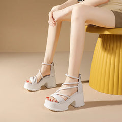 Lunivop Women Platform High Heels Wedges Buckle Slope Sandals Women Shoes Summer New Fashion Thin Band Thick Sole Pumps Zapatos De Mujer