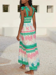 Lunivop  Summer Fashion New Bohemian Women's Sexy Dress Bow Strap Bandage A-line Vacation Beach Style Dress