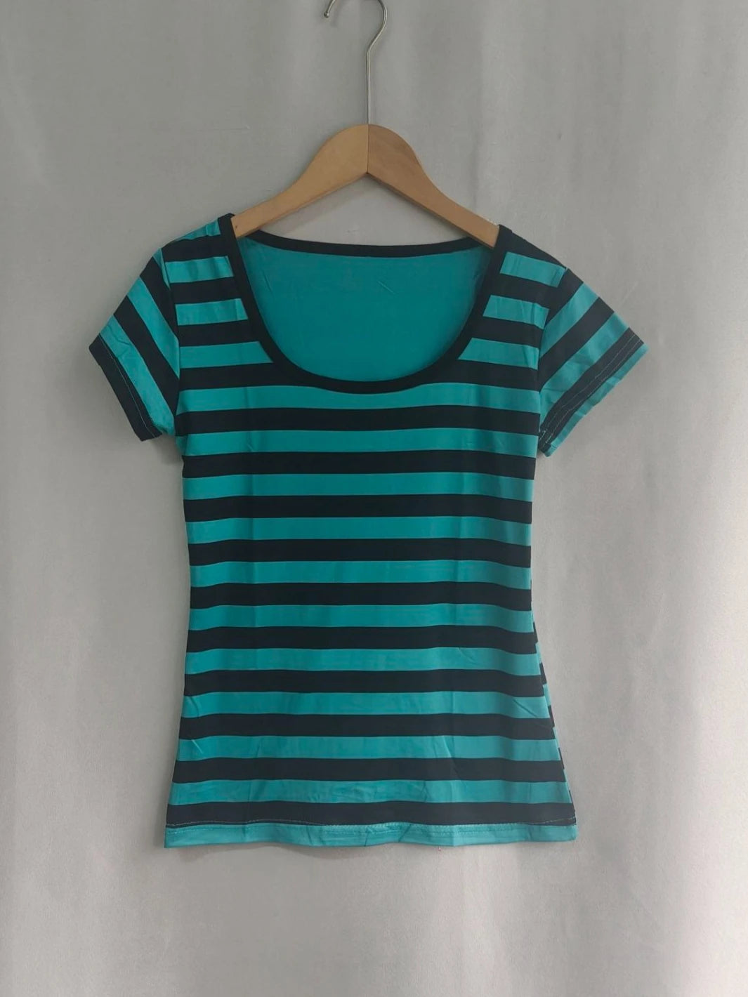 Lunivop  Y2K New Europe Casual Top Female Slim O Neck Stripe Half Sleeve T-shirt Panelled Simple Office Lady Creativity Moda Mujer