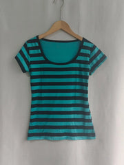 Lunivop  Y2K New Europe Casual Top Female Slim O Neck Stripe Half Sleeve T-shirt Panelled Simple Office Lady Creativity Moda Mujer
