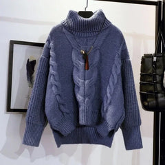 Lunivop  Thicken Turtleneck Sweater Women's New Winter Korean Loose Pullover Knitted Sweaters Short Jumper Pull Casual Tops Female
