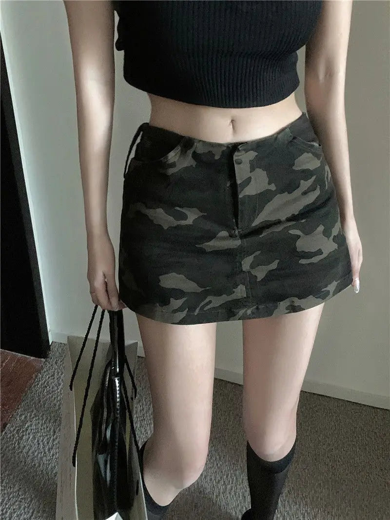 Lunivop  Summer Street Vintage Camouflage Skirts Y2k High Waist Bodycon Skirt Foir Women 2025 Summer New Casual All-match Faldas Mujer