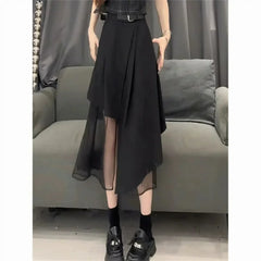 Lunivop  Summer New Fashion Splicing Korean Design Mid-length Skirt Elegant Ladies Skirt Fashion Vintage Skirt For Women
