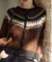 Lunivop Button Up Fair Isle Sweater Cardigan Soft Knit Sweater Jacket Geometric Print Cozy Knitwear Teen-girl Fall Winter Vintage Outfit