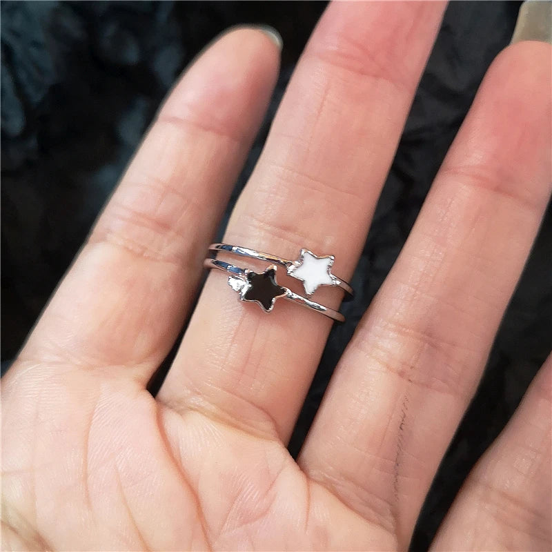 Lunivop Punk Hip Hop Moonlight Stone Crystal Star Cross Ring Women Men Vintage Goth Cool Aesthetic Kpop Grunge Y2K EMO Jewely Accessory