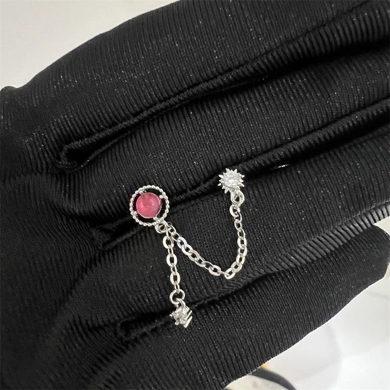 Lunivop 1PCS Cute Pink Zircon 316L Stainless Steel Ear Bone Nail New Fashion Y2K Punk Small Earring for Women Cochlea Jewelry Party Gift