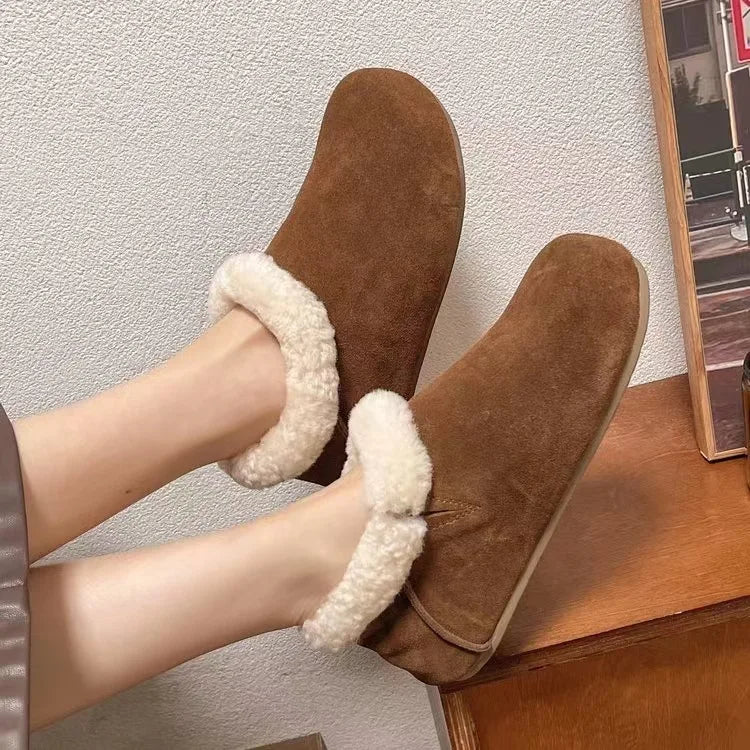 Lunivop Women New Winter Casual Shoes Soft Flat Moccains Non-slip Loafers Fashion Comfort Warm Plush Slip on Female Cotton Shoes