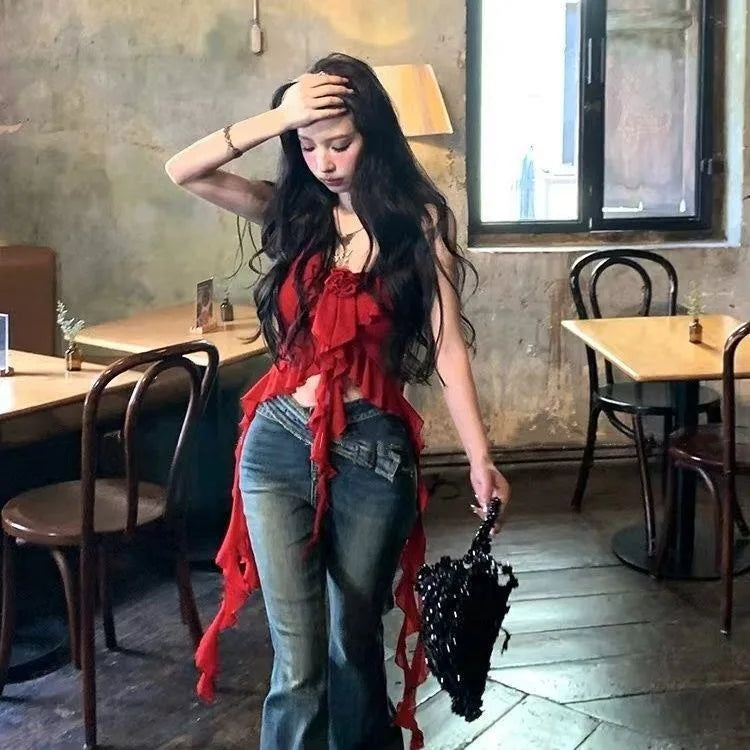 Lunivop  Sweet Vintage Leopard Print Camisole 2025 Summer New Ruched Vest for Women Fashion Sexy Slim Fit Sleeveless Tops Mujer