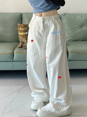 Lunivop  Y2K American Streetwear Jeans Women's Embroidered Denim Pants High Waist Wide Leg Trousers Oversized Floor Length Trousers