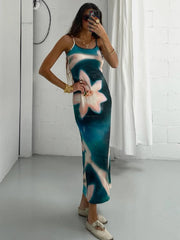 Lunivop  Female Printed Halter Dresses Summer Fashion Slim Backless Spaghetti Elegant Contrast Dress High Waist Printed Maxi Dress