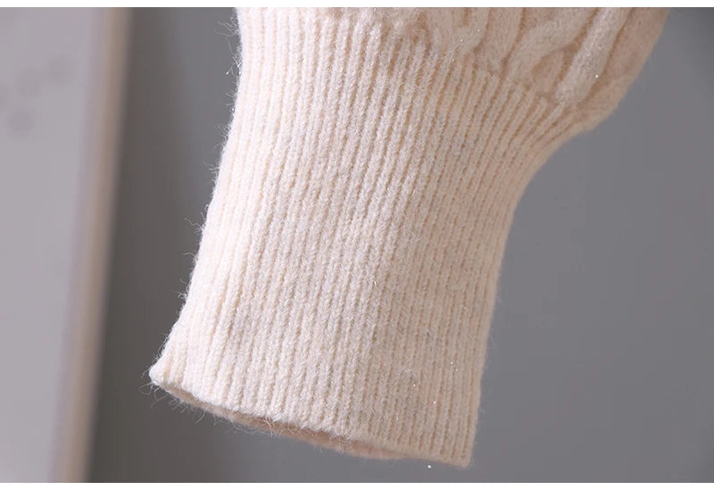 Lunivop Square Neck Knitted Sweater Long Sleeve Cable-knit Crop Jumper Women's Pulover Teen-girl Fall Winter 2025 Basic Outfit