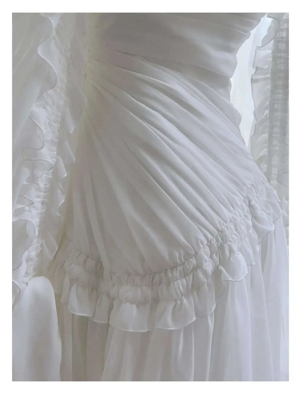 Lunivop Chiffon Ruffled Irregular Ball Dresses For Women Asymmetric Neckline Elegant White Dress Formal Clothing New 2025