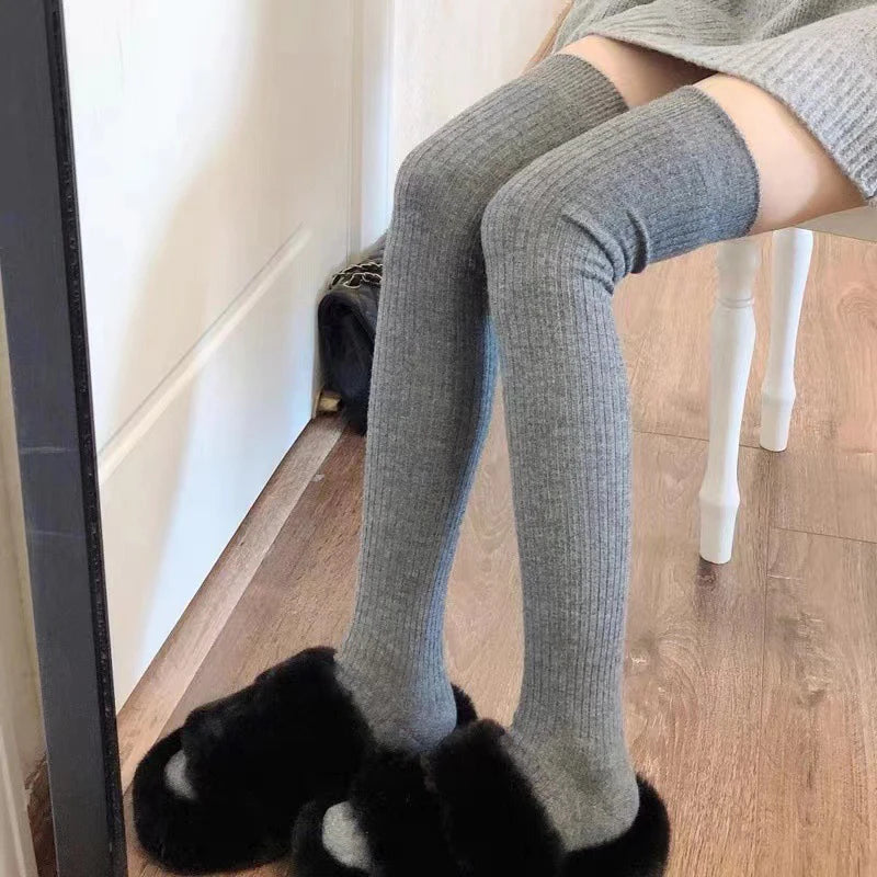 Lunivop Stockings Winter Solid Color Thigh High Medias Over The Knee Cute Lolita Socks Woman Thick Warm Stockings Long Leg