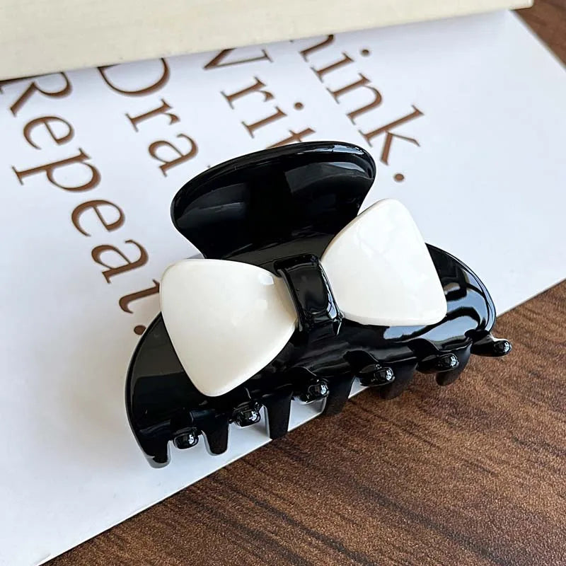 Lunivop  Korean Black Bowkont Hair Claw For Women Minimalist Shark Clip Back Head Hair Clip Daily Party Cute Hair Accessories