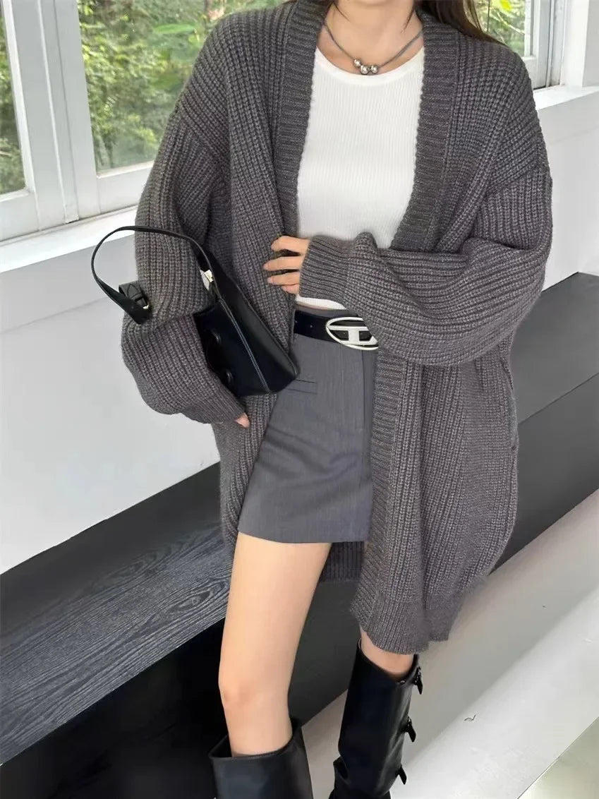 Lunivop Open Front Knit Cardigan Sweater Women Cozy Plain Shrug Cardi Longline Sweater Jacket Fall Winter Casual Chic Outfit