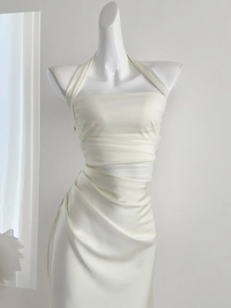Lunivop  Korean Style Waistband Long Dresses Luxury Satin Bodycon Vestidos De Galar Dress Summer Playa Mujer Holiday  Vestidos New