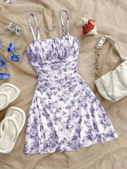 Lunivop  French Floral Strapless Dress with Waist-cinching Design Summer New Stylish Sun Protection Fashion Sexy Bodycon Mini Skirt