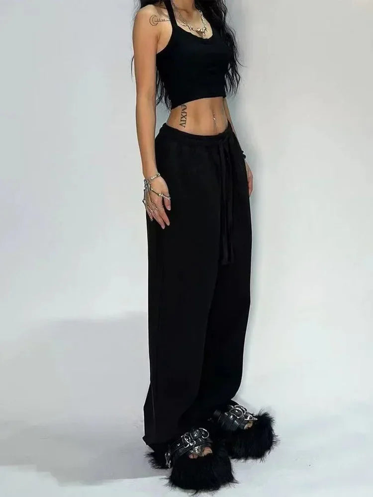 Lunivop Casual Gray Sweatpants Women Wide Leg Black Joggers Classic Baggy Streetwear Oversized Sports Female Trousers All-match
