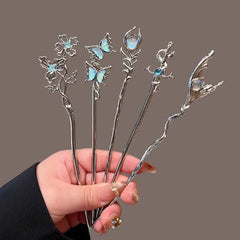 Lunivop  Vintage Moonstone Butterfly Hair Sticks for Women Fashion Metal Hanfu Hairpin Disk Hair Chopsticks Hair Accessories
