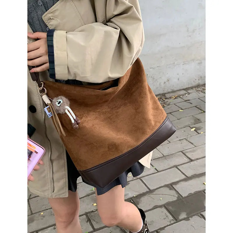 Lunivop  New Autumn Winter Korean Tote Single Shoulder Underarm Bags Retro Faux Suede Large Capacity Crossbody Bag for Women