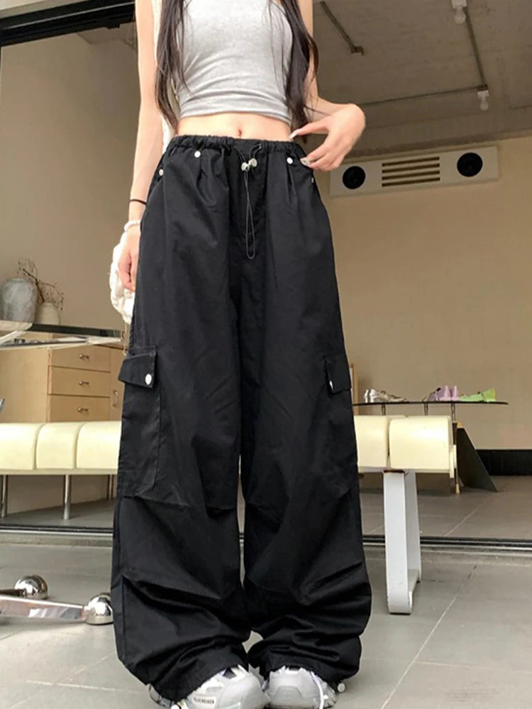 Lunivop Y2K Pink Cargo Pant Women Loose Hip Hop High Waist Streetwear Trousers American Vintage Oversize Pockets Paratrooper Pants