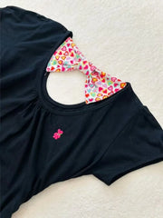 Lunivop  Summer New American Vintage Crop Top Embroidery Bear Bow Half Sleeve Short Slim Mujer Personalized Harajuku Women T-shirt