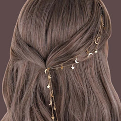 Lunivop  1Pcs Fashion Moon Star Braided Hair Clip For Women Elegant Metal Long Tassel Chain Hair Chain Hair Accessories