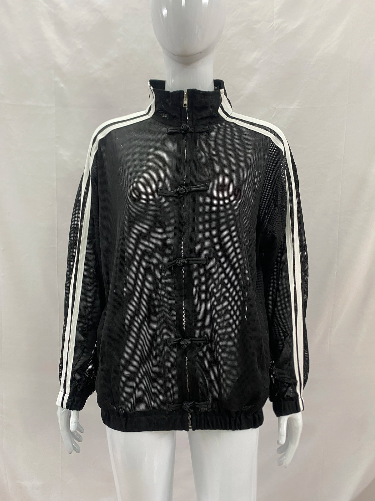 Lunivop  Y2k New Chinese style buckle Harajuku punk design jacket Summer thin style see through Stand up collar baseball cardigan jackets
