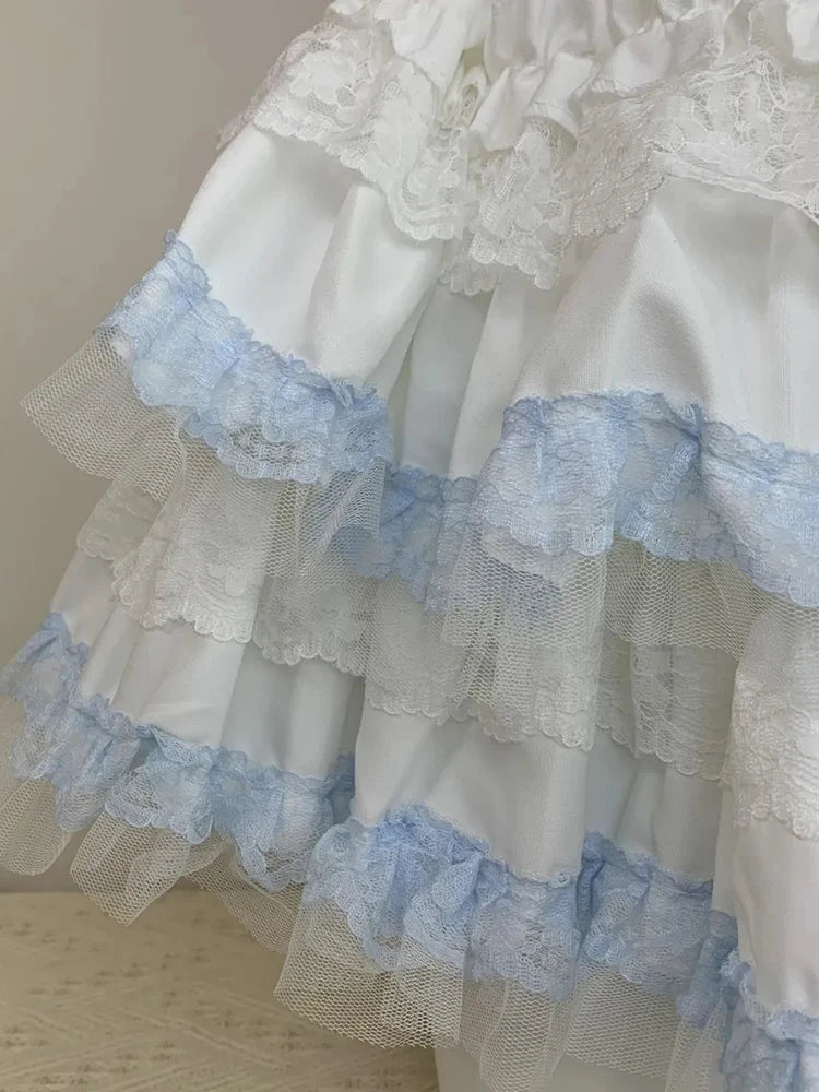 Lunivop  Lolita Sweet Cake Skirts Women Slim Lace Patchwork Sexy Mini Ball Gown Skirts Kawaii Casual Japan Cute Summer A Line Skirt