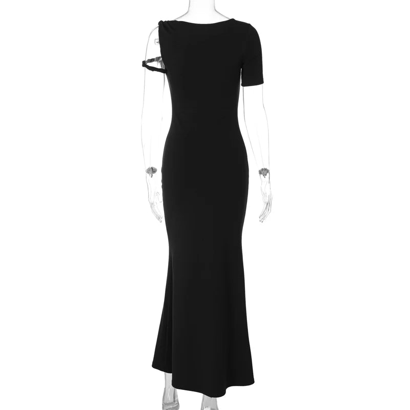 Lunivop Solid Evening Sleeveless Elegant Party Dresses 2024 Party Dress Summer Hollow Out Y2K Streetwear Casual Clothes