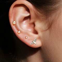Lunivop  4Pcs Gothic Bat Design Piercing Earrings, Crystal Zirconia Cartilage Tragus Helix Studs, Gothic Style Body Jewelry