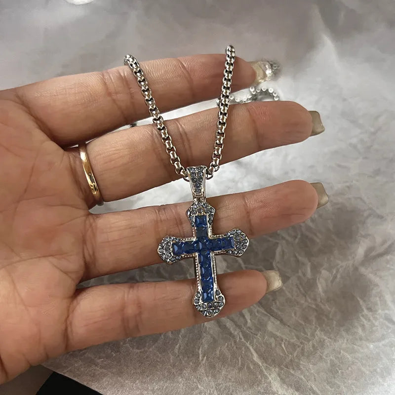 Lunivop High Quality Cubic Zirconia Cross Pendant Necklace for Men and Women Hip Hop Rock Christian Faith Amulet Jewelry Gift