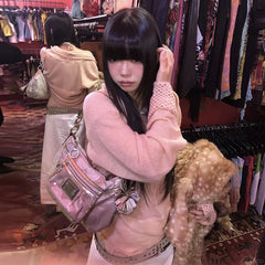 Lunivop Harajuku Knitted Two Pieces Tops Hollow Out Floral Tank Tops +smock Y2k Fairycore T Shirts Women 2000s Japanese Tee Top