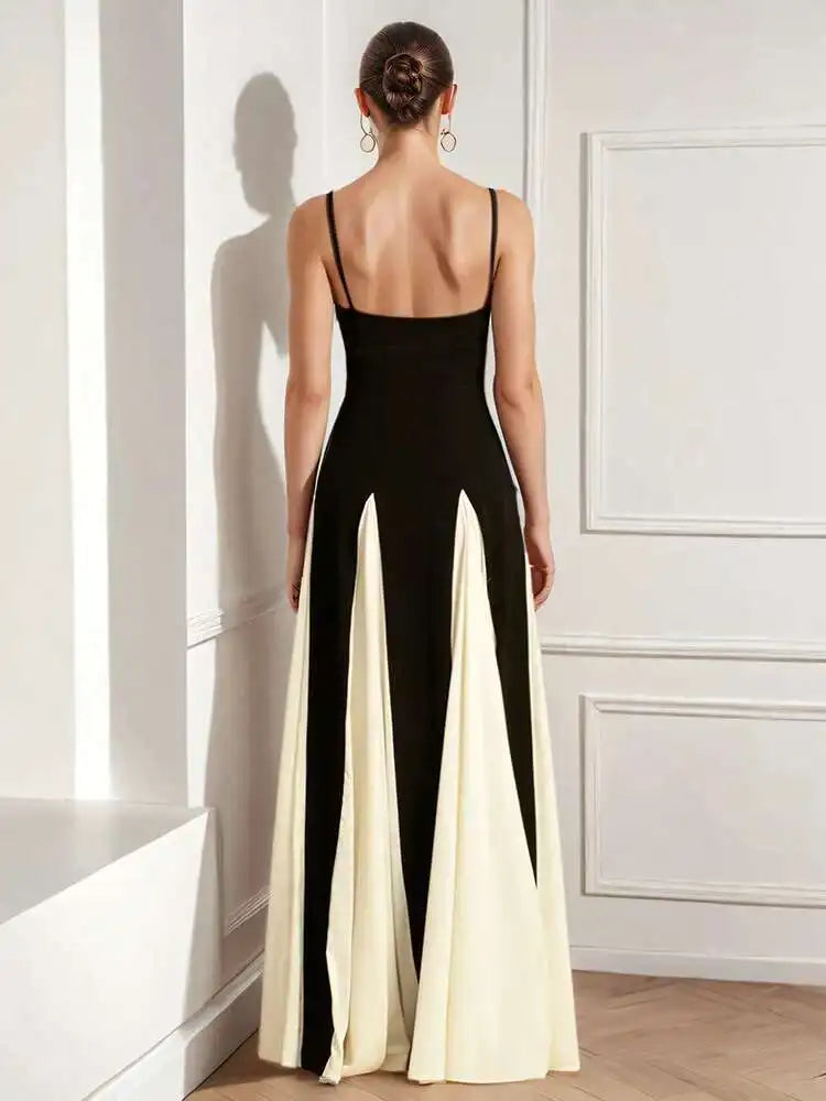 Lunivop Women Fashion Strapless Dress Chest Wrapping Backless Contrast Color Waist Retraction Ankle-length Dresses Spring 2025 New