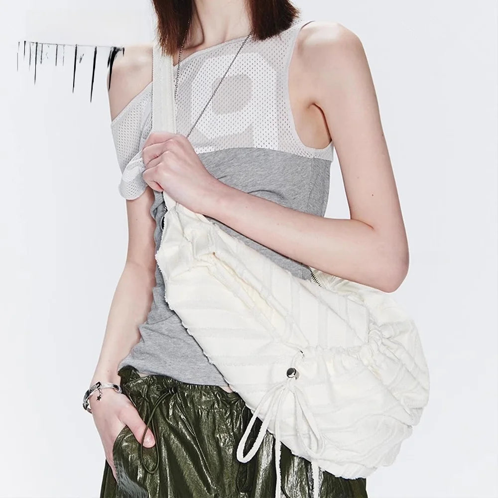 Lunivop   Casual Large Capaci Canvas Tote Bag Dstring Single oulder Folded Woven Handle Quali Crossbody Bag Faionable Trendy