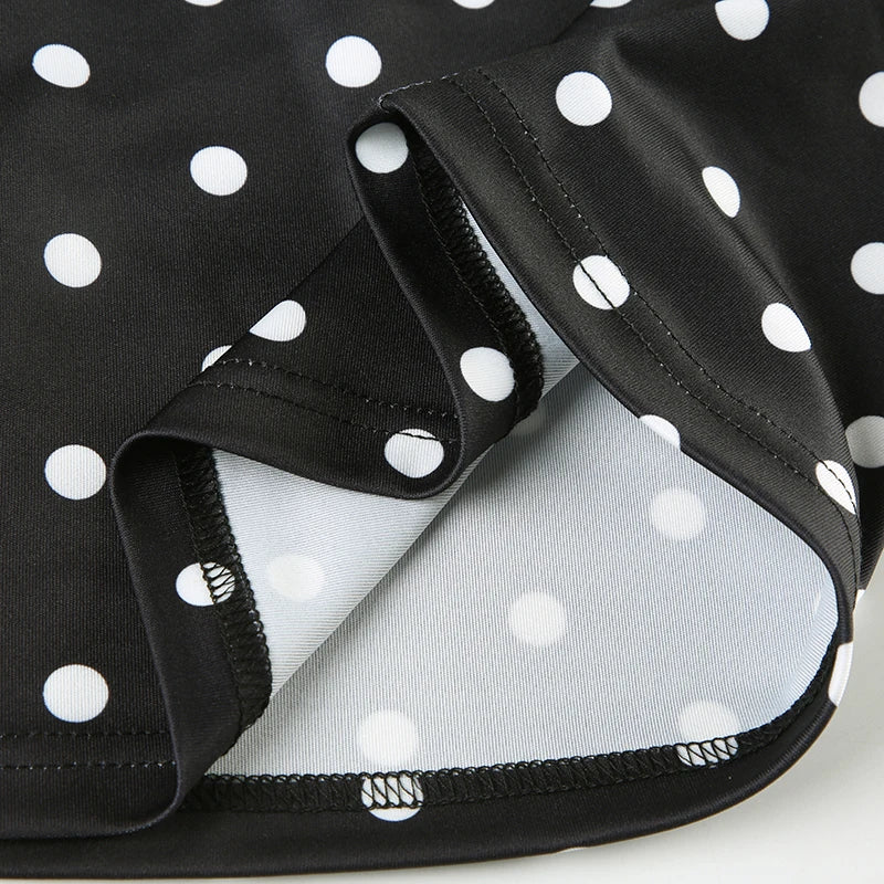 Lunivop  Asymmetrical Polka Dot Tank Top with Scarf Chic Sleeveless Skinny Black Cropped Tops Women Casual Streetwear Tee y2k Vest