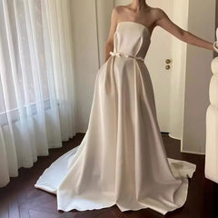 Lunivop  Satin Tube Top Wedding Dress New Slim, Simple and Slim Summer Party Dresses Women Evening Formal Dress Women Elegant
