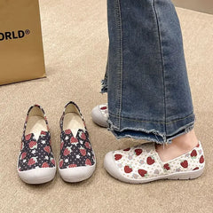 Lunivop  Shoes for Women Strawberry Pattern Lace Up New Woman Footwear On Sale Deals Daily Routine Stylish Offers Vulcanized Shoe