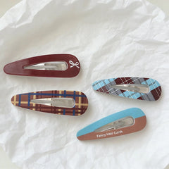 Lunivop  New Mint chocolate plaid water drop hairpin cute girl versatile BB clip side bangs clip hair accessories