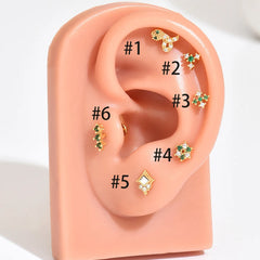 Lunivop  6 Styles Ear Studs Collection, Cultural Plum/Butterfly & Modern Cross/Hexagon Designs,  Hypoallergenic Unisex, For Business