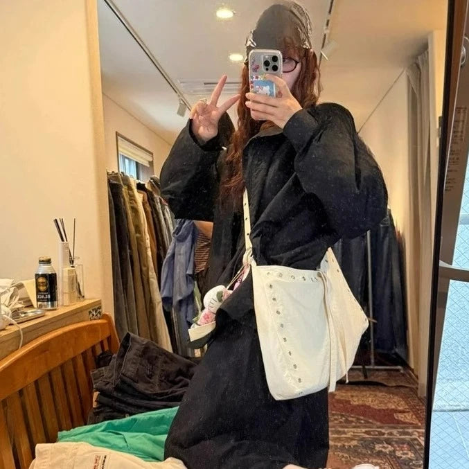 Lunivop  New Niche Circular Ring Design Tote Canvas Bag Fashion Versatile Lightweight Large Capacity Shoulder Bags