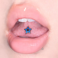 Lunivop  Titanium Steel External Thread Color Five Pointed Star Tongue Stud Spicy Girl Style Daily Party Puncture Jewelry