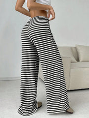 Lunivop  Women's Y2K High Waist Striped Printed Casual Lace up Long Pants Autumn Straight Leg Trousers Elegant High Street Fashion