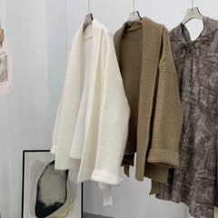 Lunivop Tie Front Robe Cardigan for Women Cozy Knitted Long Sleeve Sweater Coat Autumn Winter Teen-girl Basic Chic Outfit