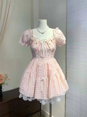 Lunivop  Summer Elegant Sweet Bow Camisole Dresses New Slim Waist Dres for Women Y2k Grunge Puff Sleeve Vestido Feminino