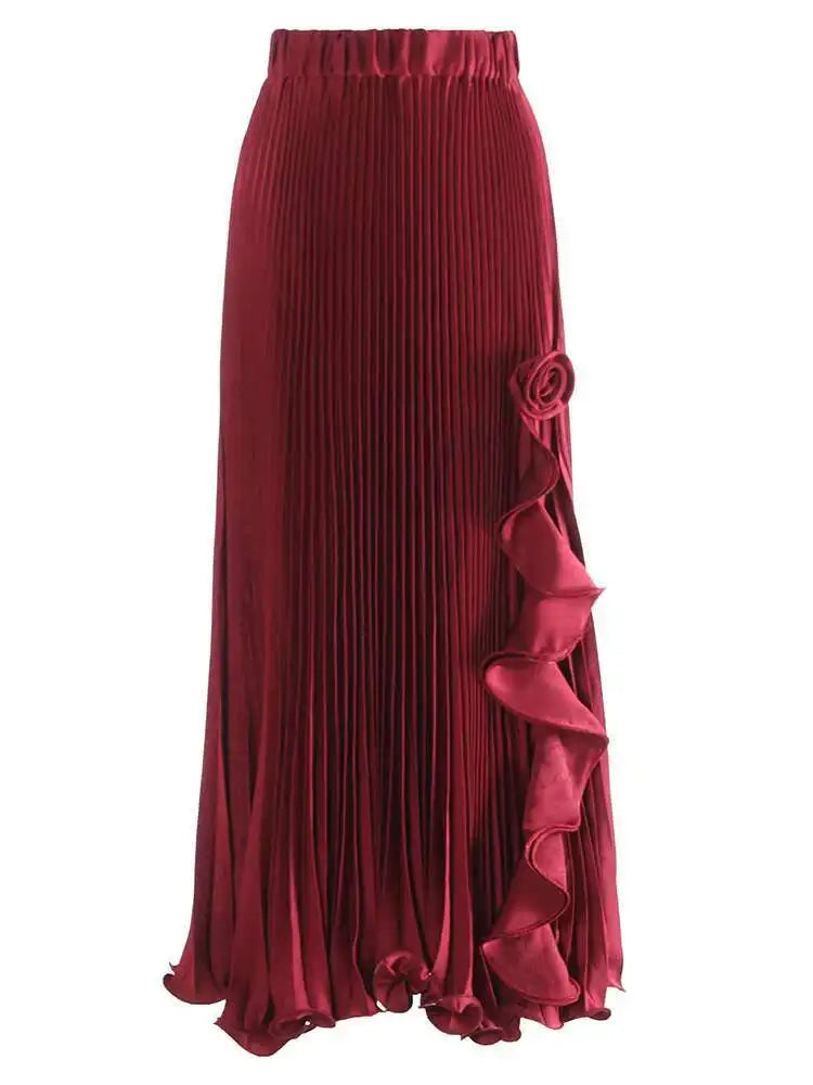 Lunivop Fashion Women's High Waist Skirt 3D Flower Asymmetric Lotus Leaf Edge A Line Female Skirts New Tide