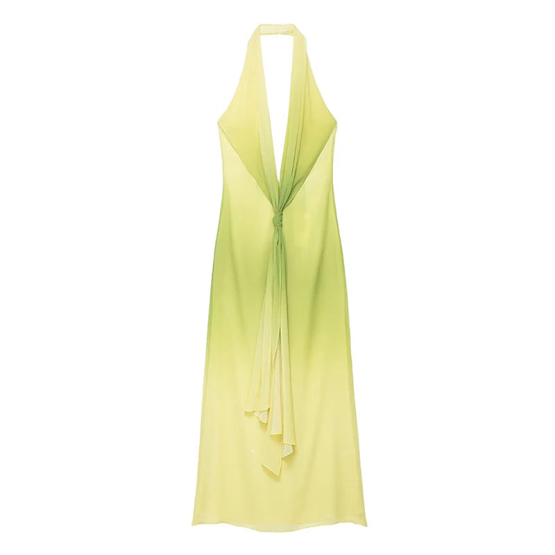 Lunivop  Elegant Chic Knot Printed Dress Woman Summer Backless Long Dresses For Women New Sleeveless Evening Party Dresses